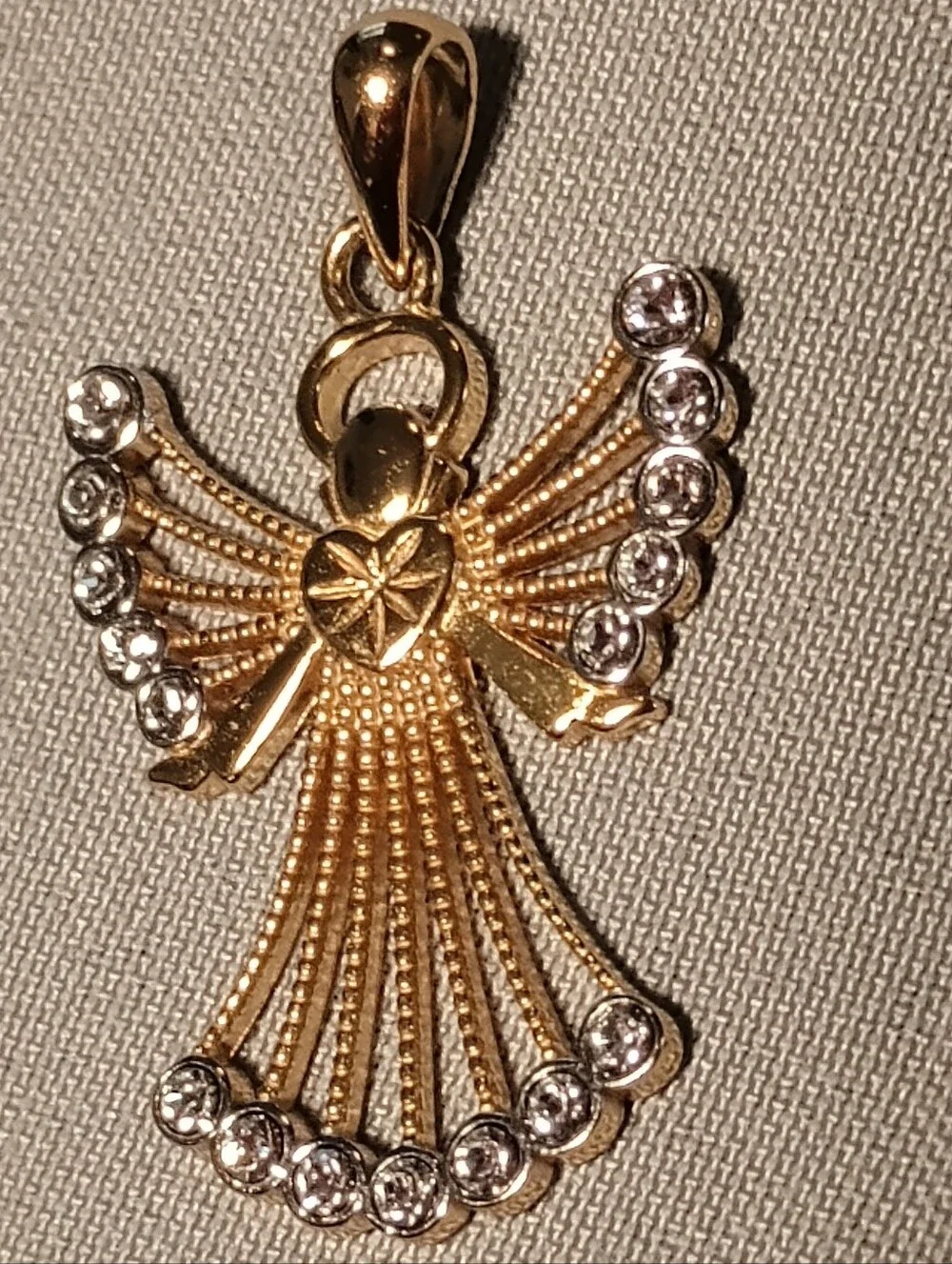 Sterling Silver Angel With Crystals Pendant 18KGP